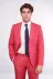 İki Parça Slim Fit Tek Düğmeli Mercan Kırmızısı Erkek Takım Elbise - Wessi 3