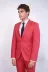 İki Parça Slim Fit Tek Düğmeli Mercan Kırmızısı Erkek Takım Elbise - Wessi 4