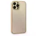 İphone 13 Pro Kılıf Coco Deri Silikon Kapak - Gold 2