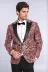 Işıltılı Sarmaşık Desenli Slim Fit Bordo Erkek Smokin Ceket - Wessi 3