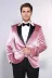 Kadife Slim Fit Tek Düğmeli Pembe Erkek Balo Ceket - Wessi 1