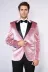 Kadife Slim Fit Tek Düğmeli Pembe Erkek Balo Ceket - Wessi 4