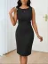 Kadın Askılı Balıkçı Yaka önden Pileli Kısa Ithal Krep Elbise - 2XL-3XL - Siyah 2
