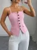 Kadın Askılı önü Düğmeli Atlas Bluz - 3XL - Pembe 2