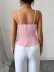 Kadın Askılı önü Düğmeli Atlas Bluz - 3XL - Pembe 3