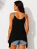 Kadın Askılı Yuvarlak Yaka Asimetrik Kesım Detaylı Viskon Bluz - L-XL - Siyah 3