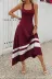 Kadın Askılı Yuvarlak Yaka Asimetrik şerit Detaylı Uzun Viskon Elbise - 2XL-3XL - Bordo 4