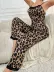 Kadın Ip Askılı Yakası Dantelli Bluz Ve Pijama Sandy Ikili Takım - 2XL-3XL - Leopar 1