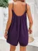 Kadın Ip Askılı Yuvarlak Yakalı Pileli Kısa Arobin Tulum - 2XL-3XL - Mor 3