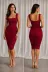 Kadın Kalın Askılı Büzgülü Sandy Elbise - L-XL - Kırmızı 1