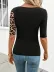 Kadın Kısa Kollu Asimetrik Kesim V Detaylı Leopar Desenli Viskon Bluz - 2XL-3XL - Siyah 4
