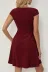 Kadın Kısa Kollu Kare Yakalı Kısa Ithal Krep Elbise - 2XL-3XL - Bordo 3