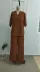 Kadın Kısa Kollu V Yakalı Aerobin Bluz Ve Pantolon Ikili Takım - L-XL - Kahve 4