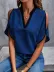 Kadın Kısa Kollu V Yakalı Ithal Krep Bluz - 2XL-3XL - Yeşil 2