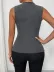 Kadın Kolsuz Tül Yuvarlak Yakalı Derin V Dekolteli Simli Bluz - 2XL-3XL - Gri 3