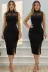 Kadın Kolsuz Yarı Balıkçı Yakalı Dantel Detaylı Yırtmaçlı Midi Janjan Krep Elbise - 2XL-3XL - Siyah 4