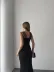 Kadın Omuz çoklu Askılı önü Taş Işlemeli Balık Kesim Janjan Krep Maxi Boy Elbise - 2XL-3XL - Siyah 3