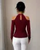 Kadın Omuzlardan Açık Yarı Balıkçı Yaka Uzun Kollu V Yakalı Onu Pileli Viskon Bluz - 2XL-3XL - Bordo 3