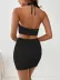 Kadın Sıfır Kol Crop Mini Etek Ikili Triko Takım 2