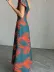 Kadın Tek Omuzlardan Açık Yırtmaçlı Uzun Desenli Elbise - L-XL - Kırmızı 4