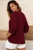 Kadın Truvakar Kol Hakim Yakalı Yandan Düğme Detaylı Aerobin Bluz - L-XL - Bordo 3