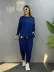 Kadın Uzun Kollu Arma Detaylı Iki Iplik Viskon Ikili Takım - 2XL-3XL - Lacivert 1