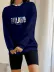 Kadın Uzun Kollu Bisiklet Yaka Desenli Viskon Iki Iplik Bluz - L-XL - Lacivert 1
