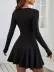 Kadın Uzun Kollu Bisiklet Yaka Kısa Modal Elbise - 2XL-3XL - Siyah 4