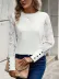 Kadın Uzun Kollu Bisiklet Yaka Kolları çiçekli Waffle Bluz - 2XL-3XL - Beyaz 4