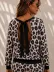 Kadın Uzun Kollu Bisiklet Yakalı Arkadan Fiyonklu Iki Iplik Bluz Ve Pantolon Ikili Takım - 2XL-3XL - Leopar 3