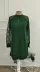 Kadın Uzun Kollu Damla Detaylı Sandy Mini Elbise - L-XL - Yeşil 4