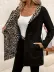 Kadın Uzun Kollu Kapşonlu çift Taraflı Cepli Bağcıklı Fermuarlı Viskon Iki Iplik Ceket - 2XL-3XL - Leopar 2