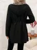 Kadın Uzun Kollu Kapşonlu çift Taraflı Cepli Bağcıklı Fermuarlı Viskon Iki Iplik Ceket - 2XL-3XL - Leopar 3