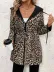 Kadın Uzun Kollu Kapşonlu çift Taraflı Cepli Bağcıklı Fermuarlı Viskon Iki Iplik Ceket - 2XL-3XL - Leopar 4