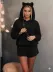 Kadın Uzun Kollu Kapşonlu Peluş Bluz Ve Kısa Short Ikili Takım 1