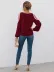 Kadın Uzun Kollu Omuzlardan Açık Asimetrık Yaka Detaylı çift Renkli Janjan Krep Bluz - 2XL-3XL - Bordo 4