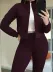 Kadın Uzun Kollu önden Fermuarlı Kısa Modal Mor Ceket Ve Pantolon Ikili Takım - S-M - Bordo 2