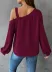 Kadın Uzun Kollu Tek Omuz Askı Detay Salaş Dalgıç Bluz - 2XL-3XL - Bordo 3