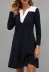 Kadın Uzun Kollu V Yakalı çift Renkli Viskon Iki Iplik Kısa Elbise - 2XL-3XL - Siyah 2