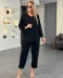 Kadın Uzun Kollu V Yakalı Pulpayet Viskon Iki Iplik Bluz Ve Pantolon Takım - 2XL-3XL - Siyah 1