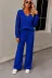 Kadın Uzun Kollu V Yakalı Triko Bluz Ve Pantolon Ikili Takım - 2XL-3XL - Mavi 2