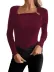 Kadın Uzun Kollu Yakadan Halka Detaylı Viskon Bluz - 2XL-3XL - Bordo 2