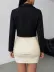 Kadın Uzun Kollu Yakalı önu Açık Düğme Detaylı Kısa Süet Ceket - 2XL-3XL - Siyah 3