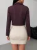 Kadın Uzun Kollu Yakalı önu Açık Düğme Detaylı Kısa Süet Ceket - L-XL - Bordo 3