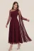 Kadın Uzun Kollu Yarı Balıkçı Yaka Tül Detaylı Uzun Sandy Elbise - L-XL - Bordo 3