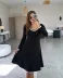 Kadın Uzun Kollu Yuvarlak Yaka Midi Viskon Iki Iplik Elbise - STANDART - Siyah 4