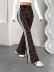 Kadın Yüksek Belli Yandan şerit Detaylı Leopar Desenli Dalgıç Tayt - 2XL-3XL - Leopar 1