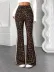 Kadın Yüksek Belli Yandan şerit Detaylı Leopar Desenli Dalgıç Tayt - 2XL-3XL - Leopar 4