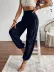 Kadın Yüksel Bel Yoğun Büzgü Detaylı Aerobin Pantolon - 2XL-3XL - Lacivert 1
