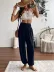 Kadın Yüksel Bel Yoğun Büzgü Detaylı Aerobin Pantolon - 2XL-3XL - Lacivert 4